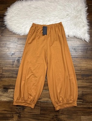Bryn Walker Size S Wyatt Bamboo Blend French Terry Wide Leg Cropped Nutmeg Pants