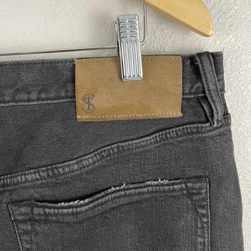 Todd Snyder 36x32 Charcoal Relaxed Fit 12.5oz Cotton Selvedge Denim Button Fly - Picture 4 of 8