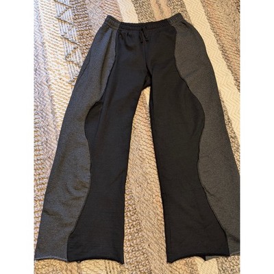 Dan McLean Upcycled Two Tone Sweatpants grey/black Wavy Panel Wide Leg Jogger M