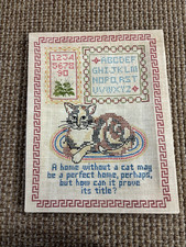 Antique Needlepoint  - CAT - MARK TWAIN QUOTE...