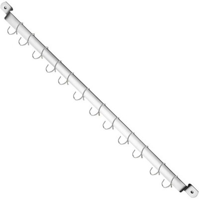 Kitchen Utensil Rail Organizer Wall Mounted with 14 Hooks for Hanging Knives