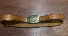 VTG 1976 The Great American Buckle Company Deer Belt Buckle And Belt No 520 USA