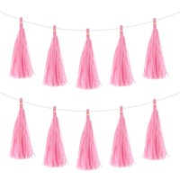 15Stk Rosa Quaste Girlande Banner Mit Seil Seidenpapier Quasten