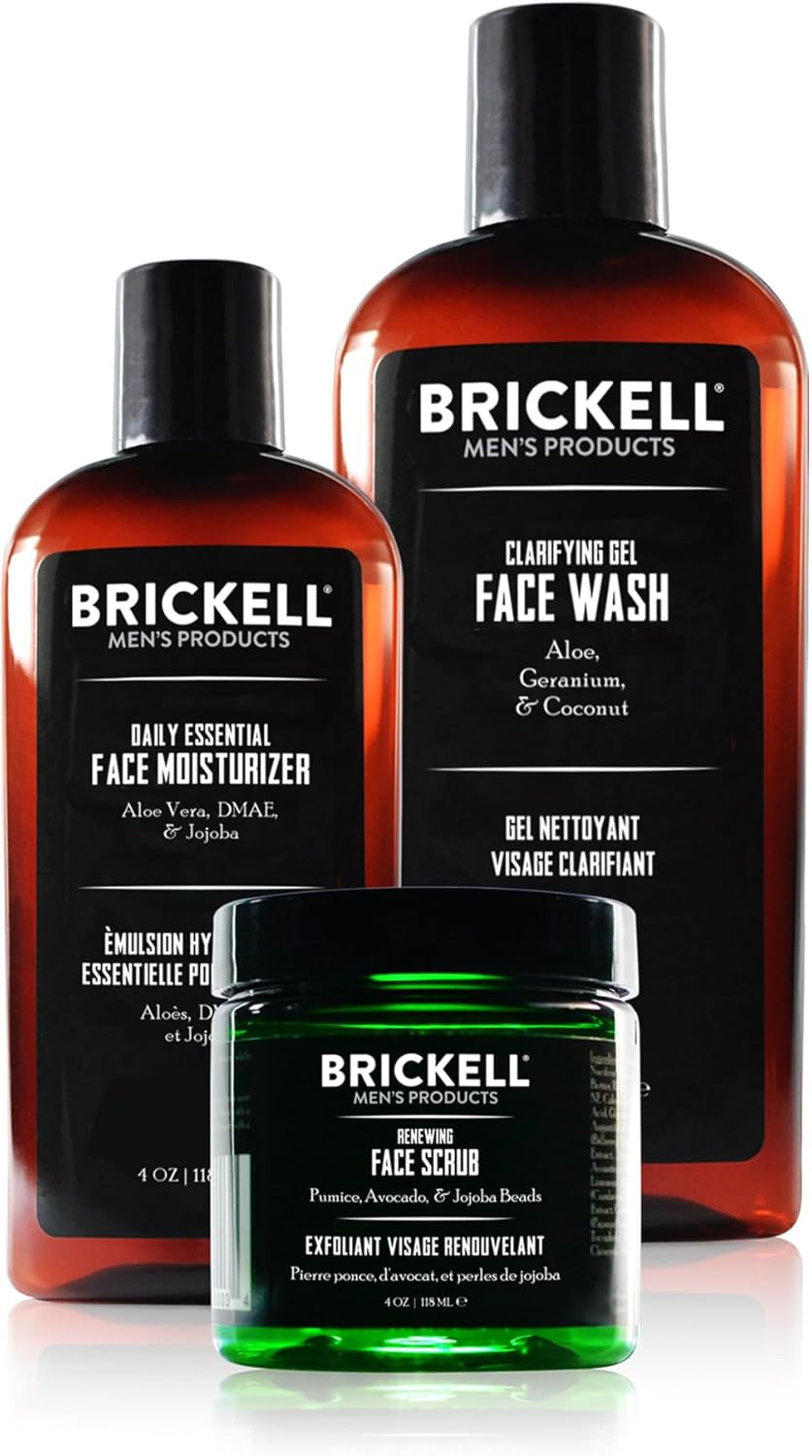 Kit Cura Viso Uomo Brickell: Routine Quotidiana Anti-Età e Pulizia