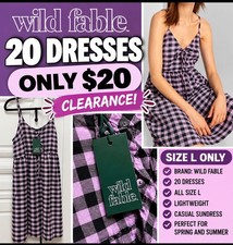 Wild Fable Women's Gingham Plaid Sundresses Size L – Lot of 20 – NEW – Clearance
