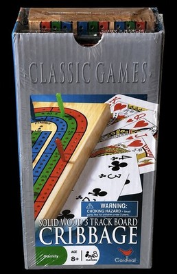 NEW - Cardinal Industries Classic Edition Solid Wood Cribbage Set w/Cards 2007
