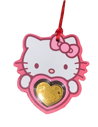 NWT 2017 Licensed Sanrio Hello Kitty Heart Gold 0.18g CTF Au999 Gold Coin Charm - Picture 16 of 24