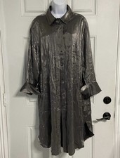 H&M Metallic Gray Wide Cuff Shirt Dress