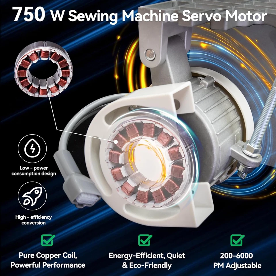 Motor de máquina de coser industrial, servomotor de máquina de coser, AC110V 750W 1HP, 20 Foto 4 de 4