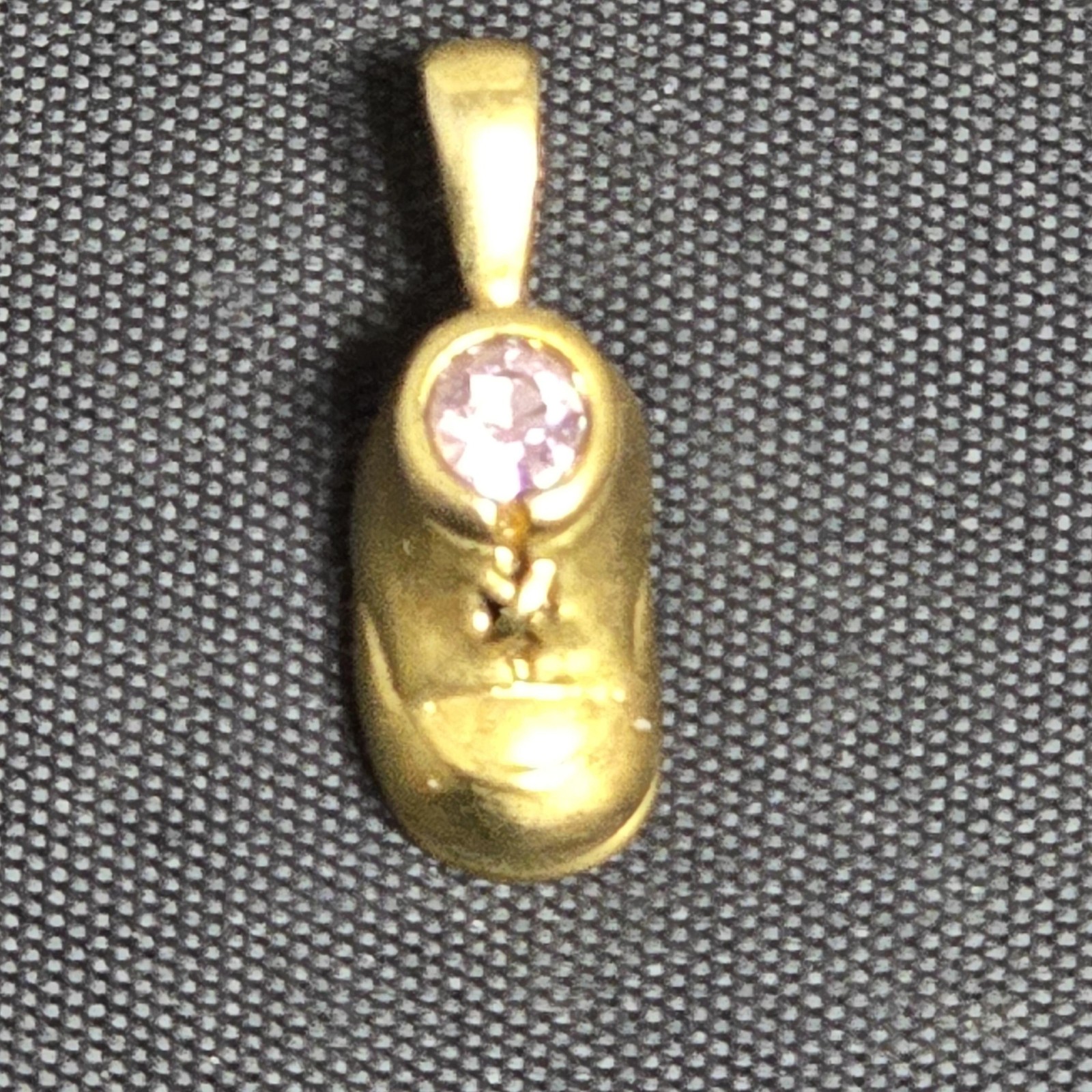 Gold Tone Silver Baby Shoe Pendant Charm Pink Stone Family Child Bootie Jewelry