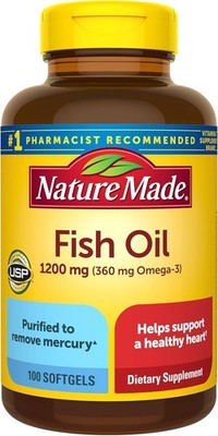 100 Softgels of Fish Oil 1200mg - Supports Heart Health & Cellular Function