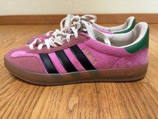 Adidas Originals x Gucci Gazelle Shoes Pink Velvet Made in Italy Mens 7 1/2