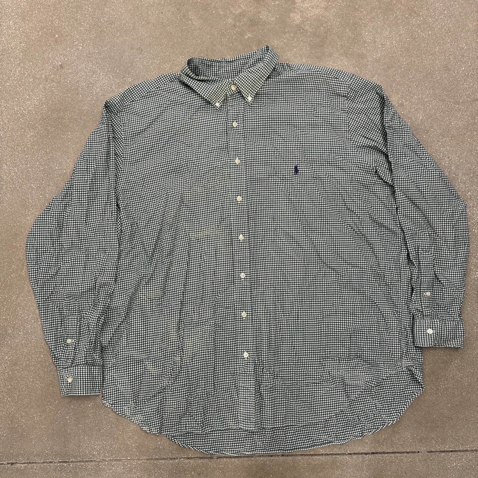Polo Ralph Lauren Men's Size 2XB Big & Tall Button Shirt Plaid Green LS