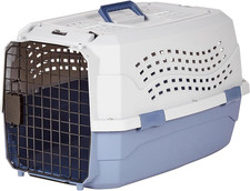 2-Door Top-Load Hard-Sided Dogs, Cats Pet Travel Carrier, Gray  Blue, 22.8"L X