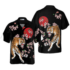 Japanese Tiger Sakura Shirt For Men Hawaiian Shirt