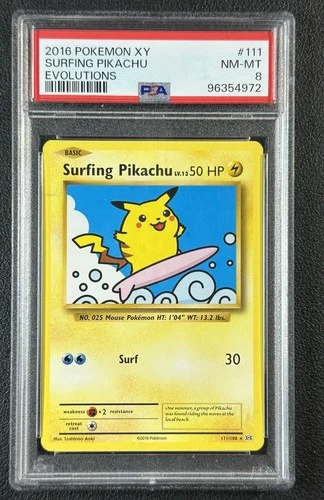 SURFING PIKACHU PSA 8 2016 POKEMON XY EVOLUTIONS #111/108 NM-MT 972