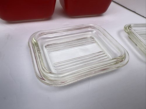 Vintage Pyrex Primary Colors 4 Pc Complete Set Refrigerator Dishes With Lids - Picture 10 of 20