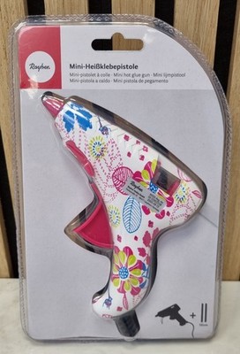 Rayher Mini Heißklebepistole Blumen-Design Klebepistole Basteln DIY inkl. Sticks