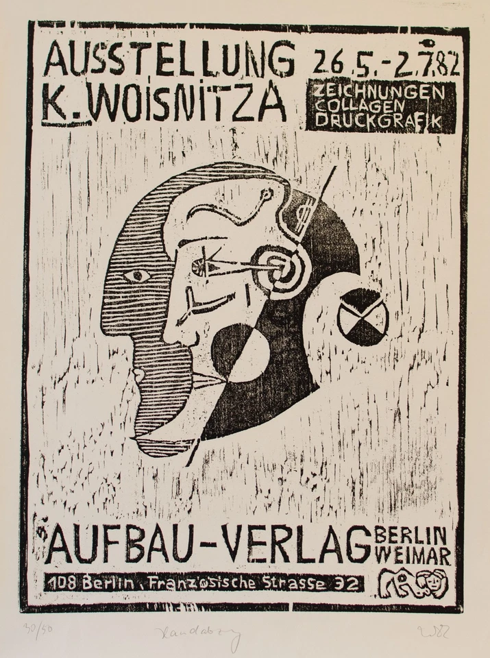 Karla Woisnitza Berlin Ausstellungsplakat sign Holzschnitt 1982 Handabzug 30/50 - Bild 3 von 4