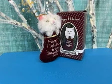 Fancy Feast 2000 White Cat in Red Stocking Happy Holidays Ornament Original Box