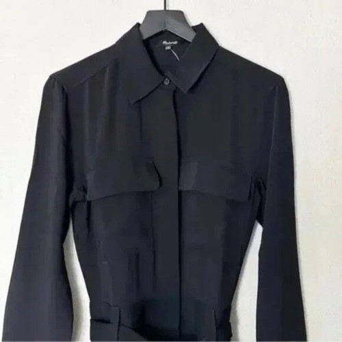 Madewell Utility Jumpsuit Womens Tie-Waist Straight-Leg Black Size 2 NEW - Picture 5 of 9