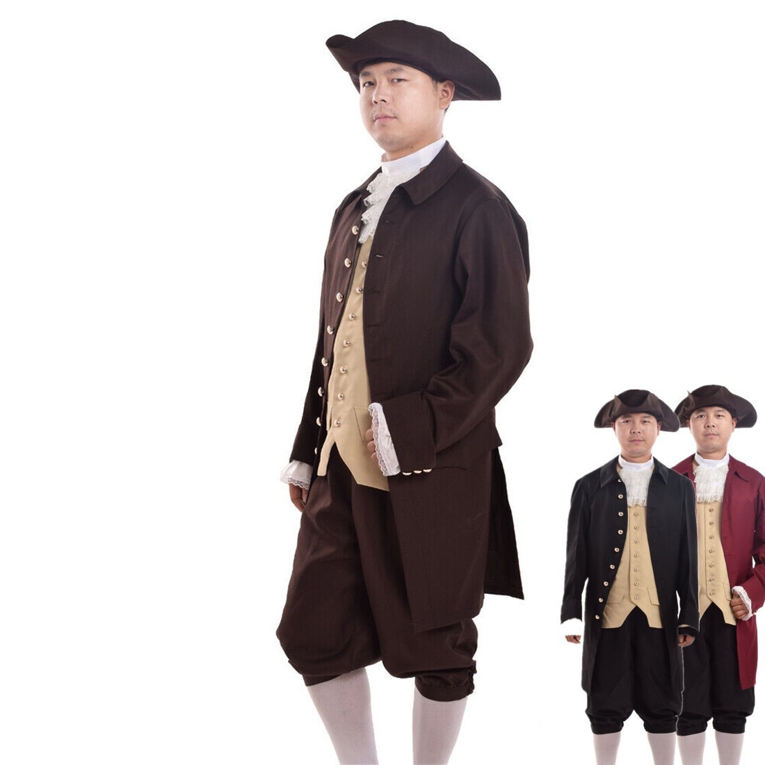 Mens Colonial Costume Civil War Costume Historical Suit Halloween Men Frock Coat