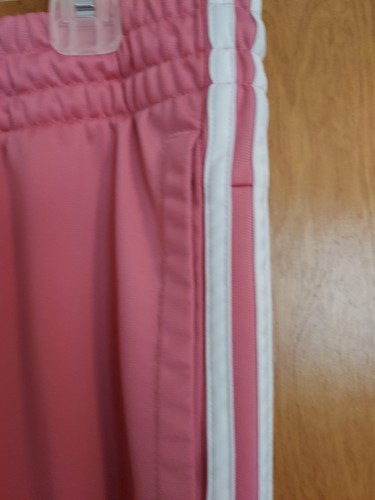 Adidas Track Pants Women's size Medium GUC Logo Stripes Joggers Pull on Melon - Picture 3 of 10