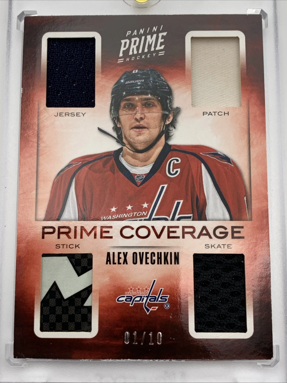 2012-13 Panini Prime Coverage Alex Ovechkin Game Used Jersey Patch Stick #/10