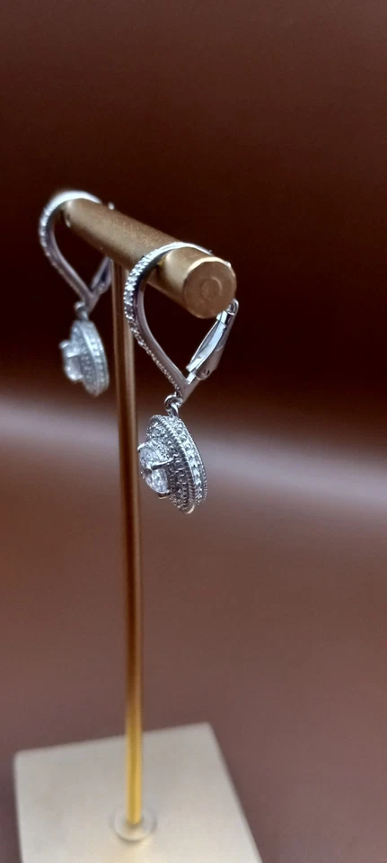  ESPO 925 sterling Silver Cubic Zirconias Dangle Drop Leverback - Image 3 of 4