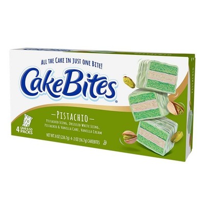 Pistachio Cake Bites - 4 Grab  Go Packs 8 OZ Box for Easy Snacking
