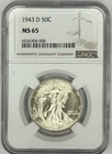 1943 D Walking Liberty Half Dollar 50c PCGS MS65 ‼️PREMIUM QUALITY LUSTER BOMB‼️