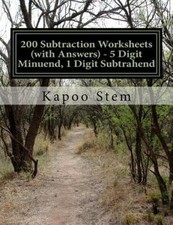 200 Subtraction Worksheets With Answers - 5 Digit Minuend, 1 Digit Subtrahend...