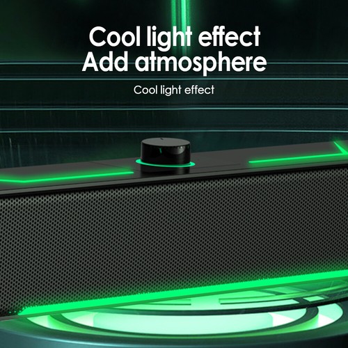 HiFi Stereo Gaming Soundbar Computer PC Speaker RGB LED Sound Bar with 3.5mm Aux - Picture 7 of 16