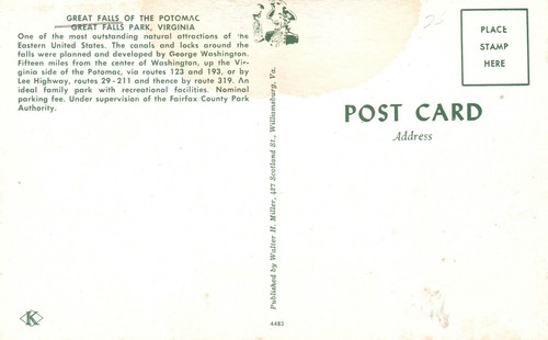 Virginia, Natural Attraction, Great Falls Park Of The Potomac, Vintage Postcard - Picture 2 of 2