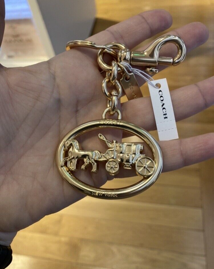 NWT Coach Horse and Carriage Key Fob Purse Charm 5397 gold