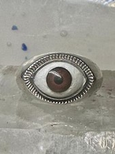 Eye ball ring brown eyeball band sterling sil...