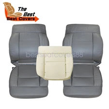For 2004-2008 Ford F150 XLT Driver Passenger Bottom Top Leather Seat Cover Gray