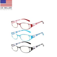 Reading Glasses Classic Rectangle Floral Temples 3 Piece Set Strength 2.25 new