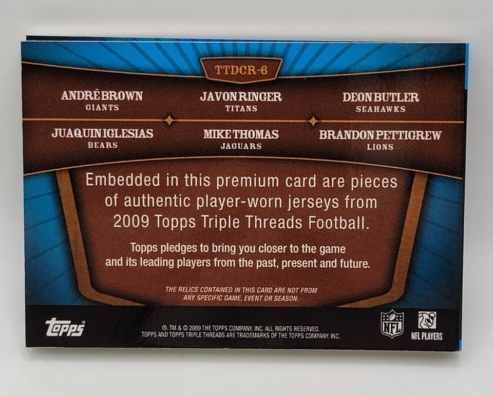 2009 Topps Triple Threads Football Andre Brown Javon Ringer Deon Butler Juaquin - Image 2 of 4