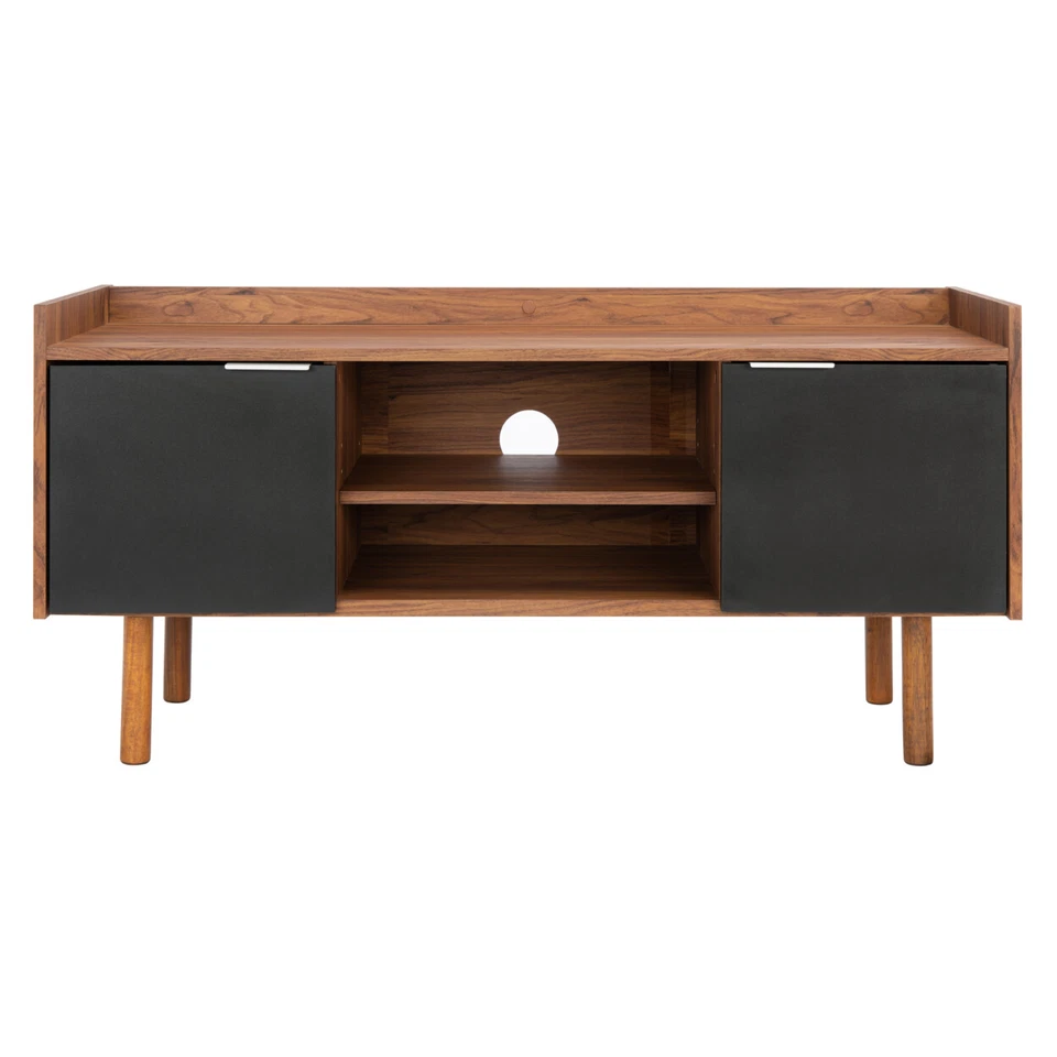 SAFAVIEH Diara 2 estantes 2 puertas soporte multimedia | nogal / negro | Foto 2 de 4