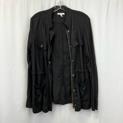Maurices Womens Utility Jacket Black Full Zip Pockets Hip Length Drawstring S