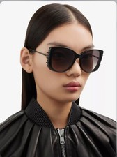 Brand New Alexander McQueen Studded Sunglasses AM0340S Black 59-140 Italy