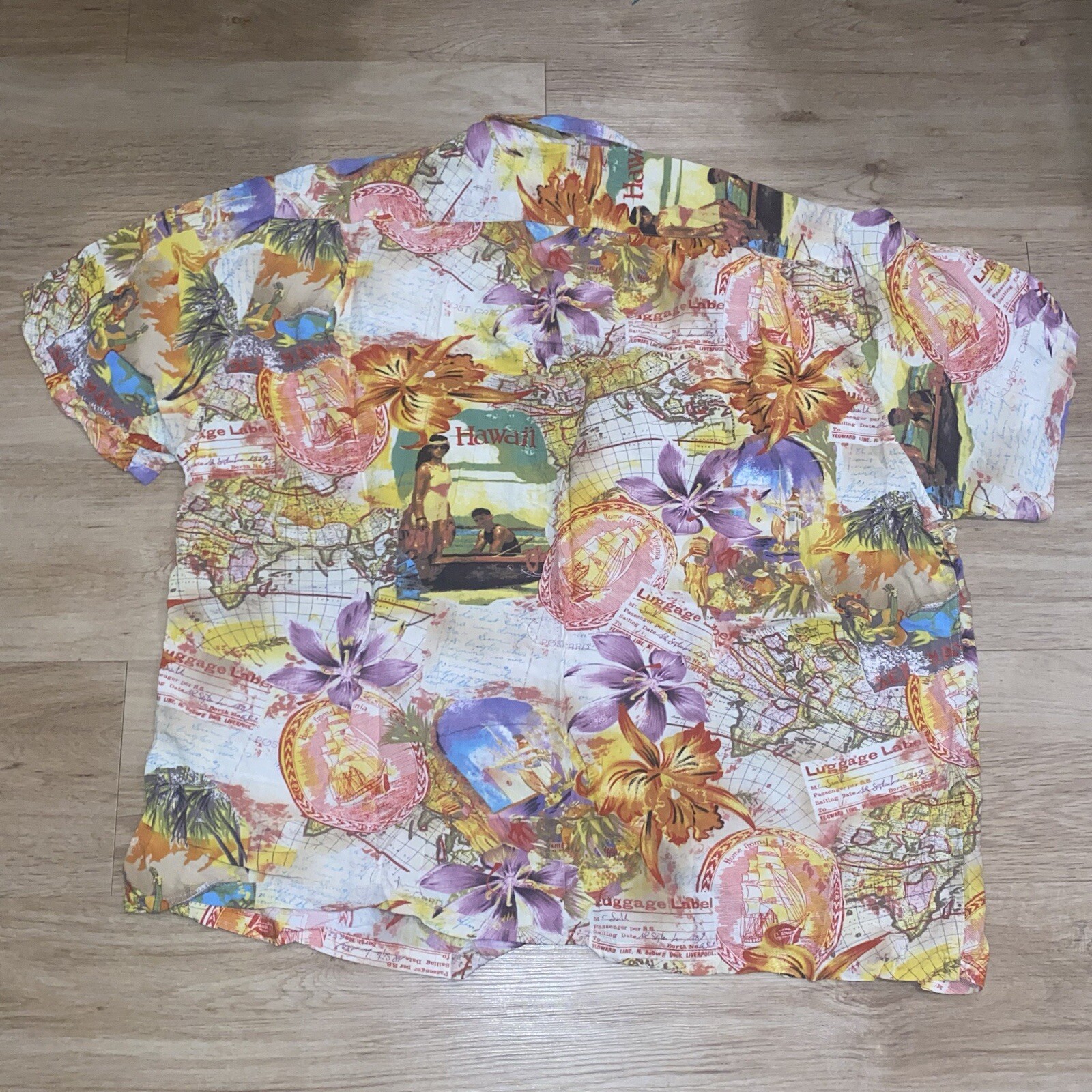 Vintage 80s Jams World World Traveler Hawaiian Ships Hula Hibiscus Rare XL image 9