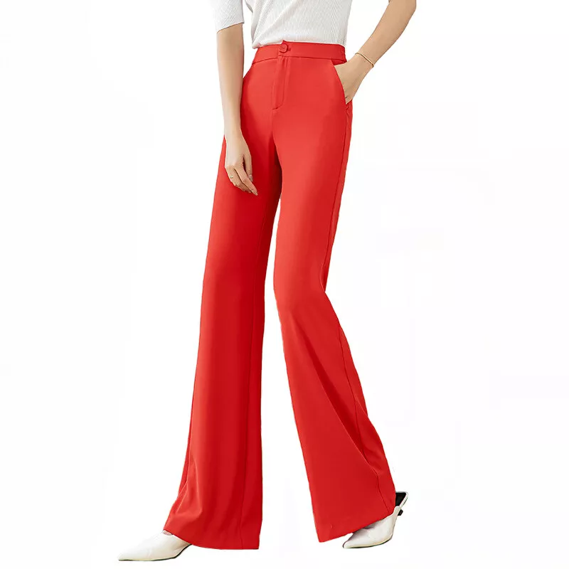 Lady High Waist Bell Bottom 60s Vintage Style Flared Pants Formal Dress  Trousers