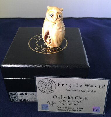 Harmony Kingdom MPs Fragile World ~OWL WITH CHICK ~NIB with card ~ Made in UK
