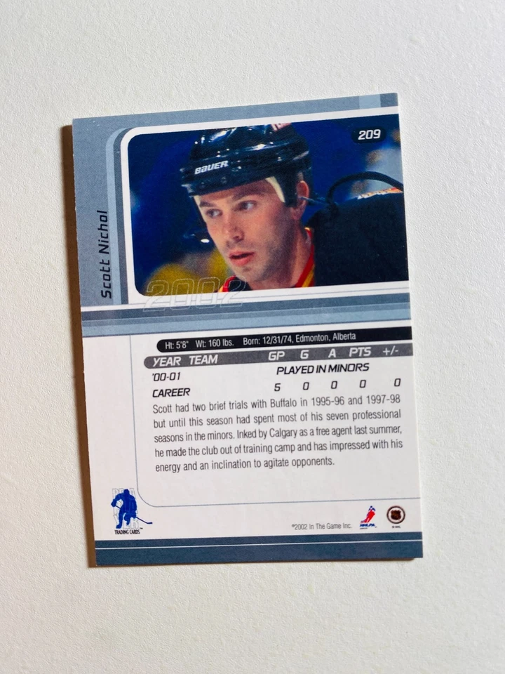 2002 IN THE GAME SIG SERIES #209 SCOTT NICHOL NM-MT NHL HOCKEY CARD - Image 2 of 2