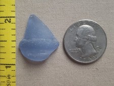 GENUINE BEACH SEA GLASS SURF TUMBLED CORNFLOWER LIGHT BLUE NECK LIP PENDANT E3