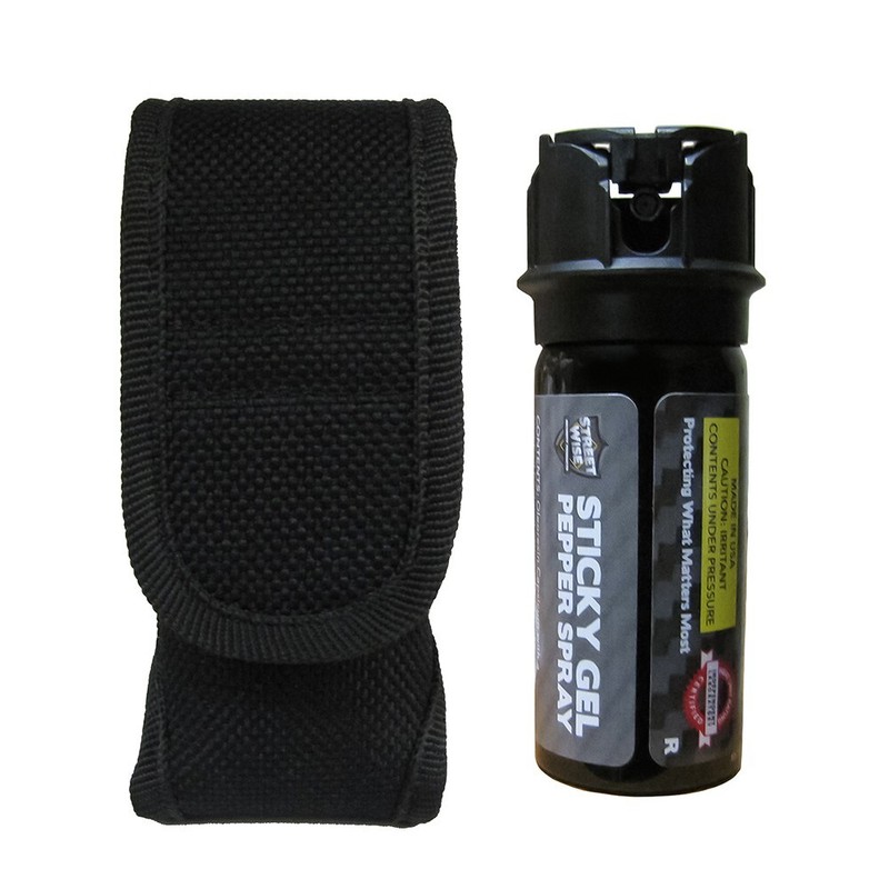 Streetwise Sticky Gel 2oz PEPPER SPRAY & Police Force Heavy Duty Holster Sheath