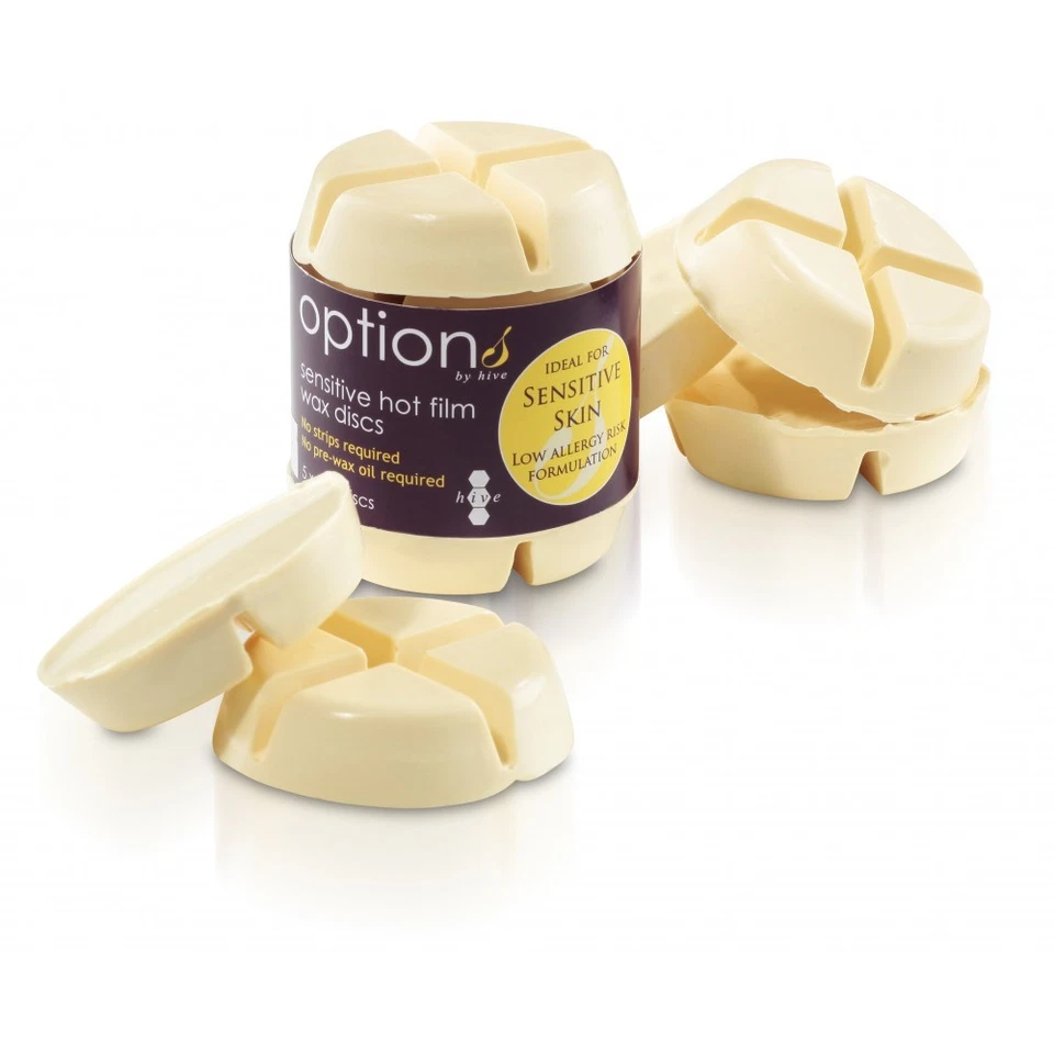 OPTIONS BY HIVE HIVE Options SENSITIVE HOT FILM Depilatory Wax ROUND DISCS 5x50g (250g) *DISCS*