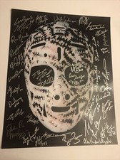 Gerry Cheevers Mask 16x20 Signed By 39 Boston Bruins Players 5 HOFers COA Lot A